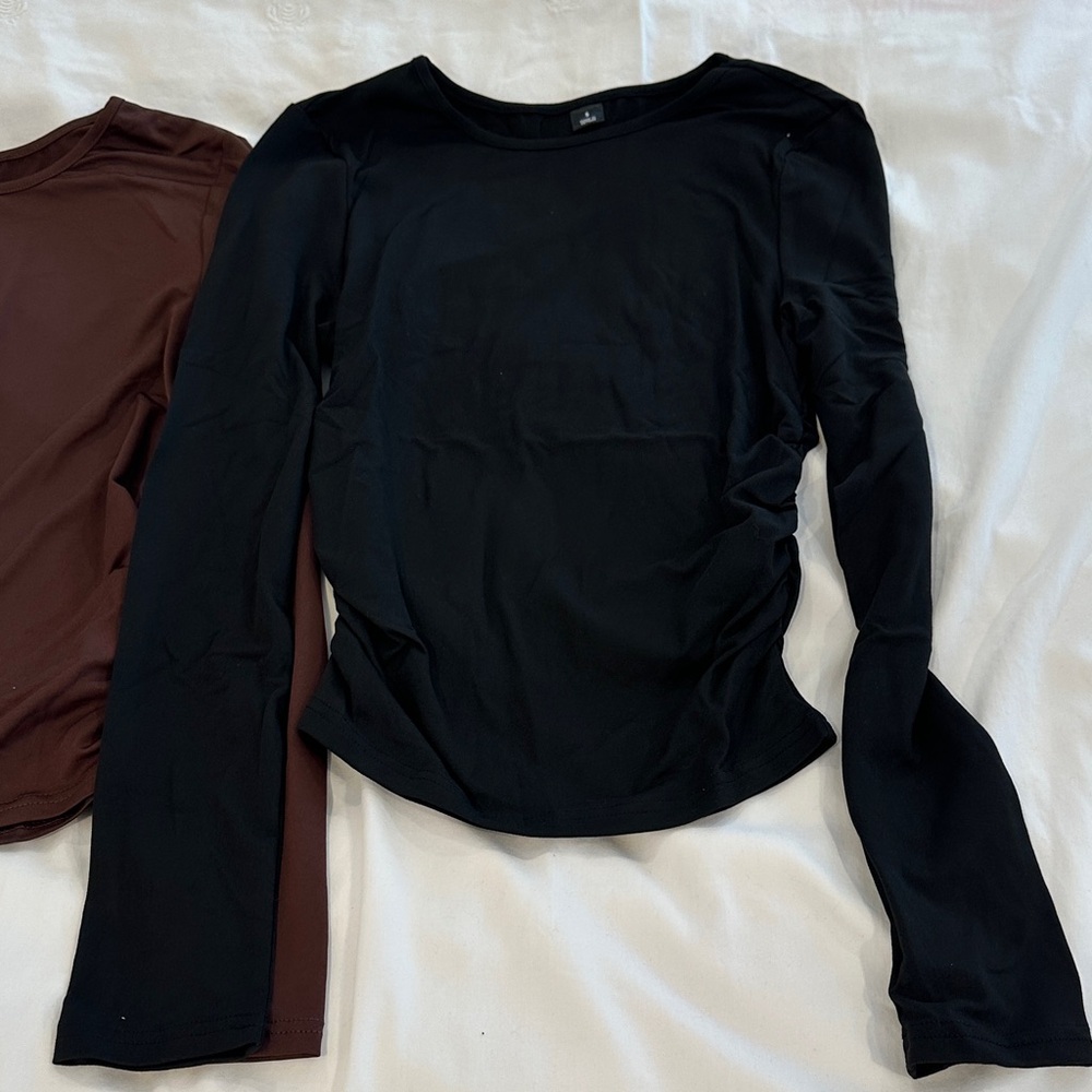 SHEIN Long Sleeve Tops - Black, White, Brown, Tan - Picture 5 of 6